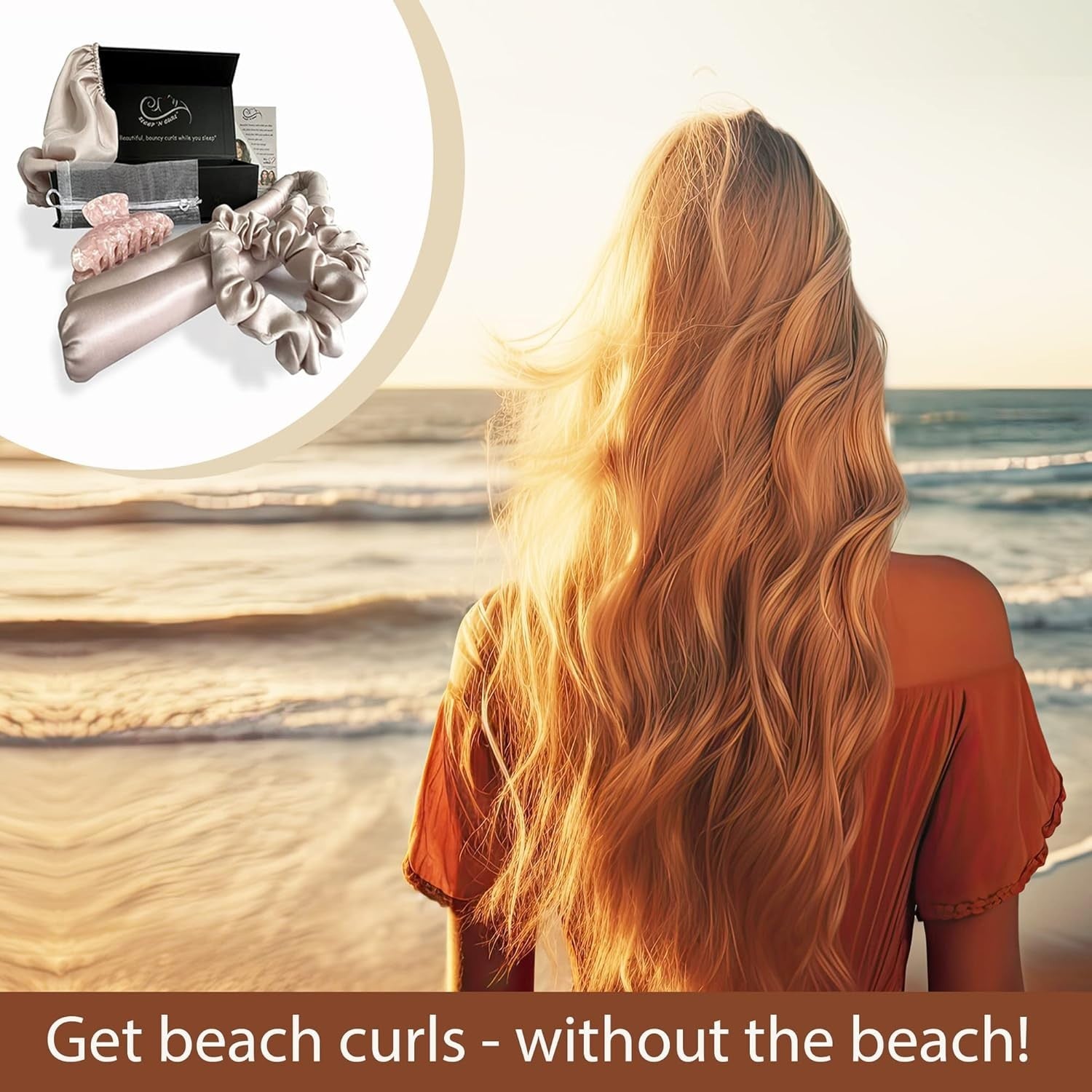 Sleep ‘N Curl - 100% Pure Mulberry Silk - Heatless Hair Curler KIT with Cap
